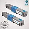 2PK Compatible 44469703 for Okidata Type C17 CYAN OKI MC562w C310 MC361 MC950MFP