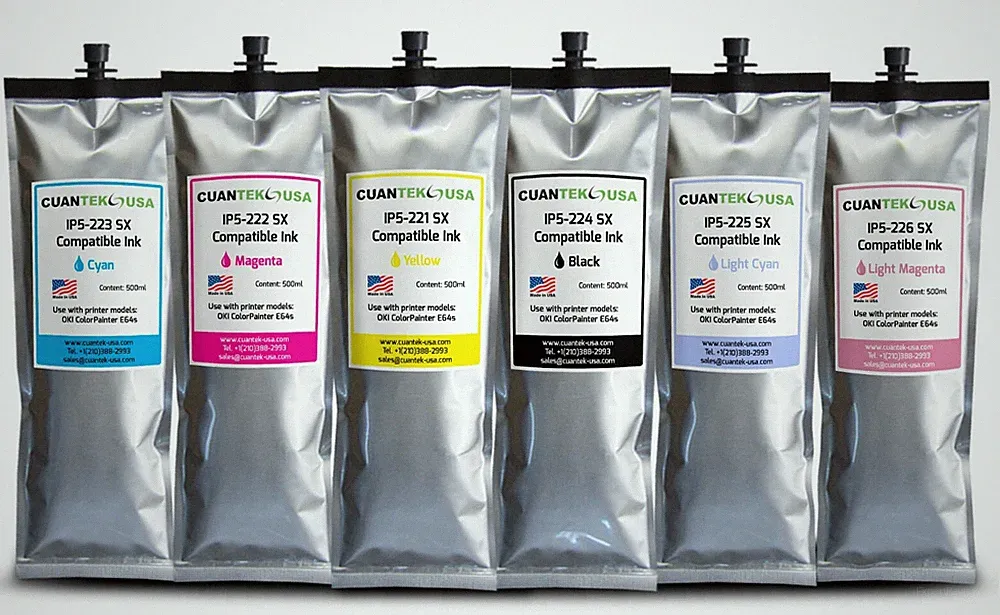 6 x 500ml E-64s OKI ColorPinter Compatible OKI IP5 SX ink bags - MADE IN USA