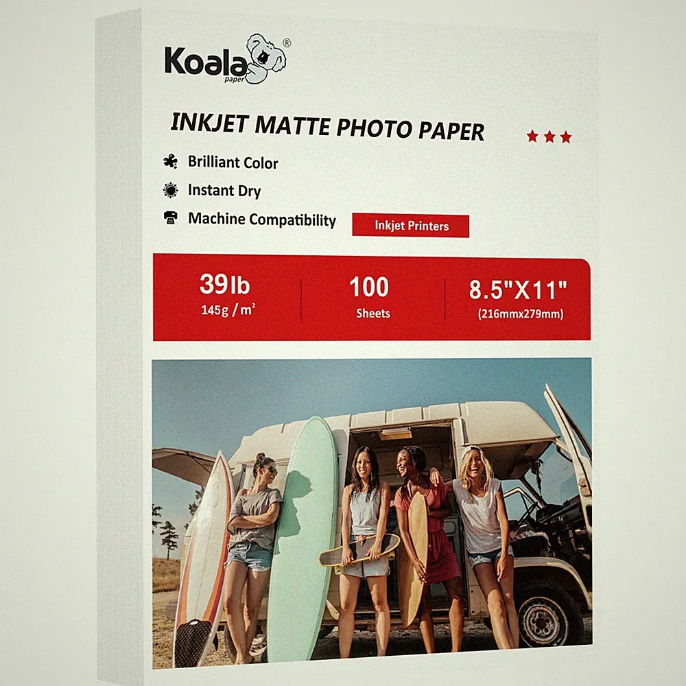 Koala Matte Photo Paper 8.5x11 39lb 100 PK for Inkjet Printers Presentation 145g