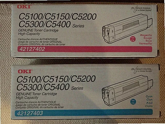 Oki C5100 C5150 C5200 C5300 C5400 Series Set Of 2 Cyan, Magenta Toner Cartridges
