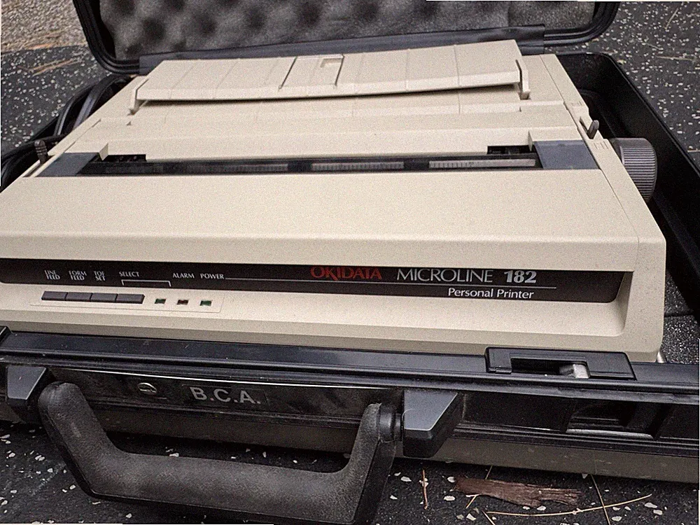 Okidata Microline 182 Turbo 9 Pin Printer w/Power Supply - Foam Stuck To Bottom
