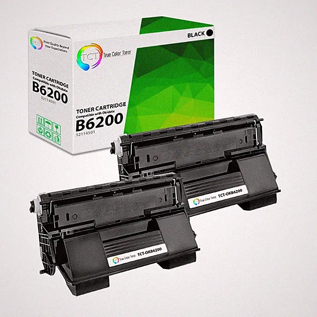 TCT 2PK OKI 52114501 Black Toner Cartridge set For Okidata B6200 B6250 B6300