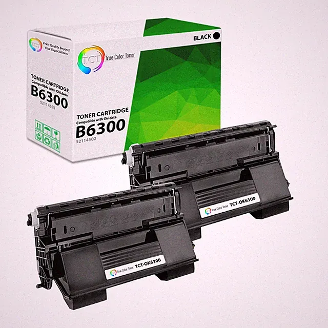TCT 2PK OKI 52114502 Black Toner Cartridge set For Okidata B6300 Printer series