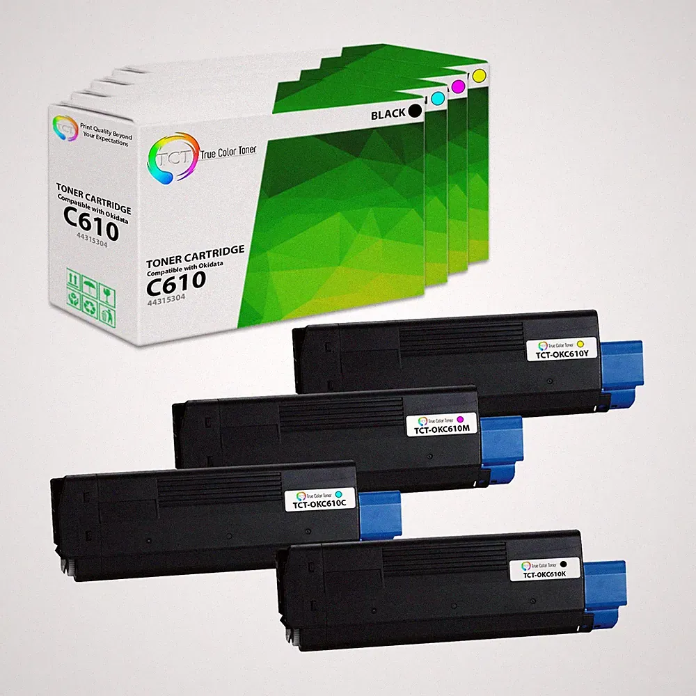 TCT 4PK Oki C610 Color Toner Cartridge Set For Okidata C610 C610n printer series