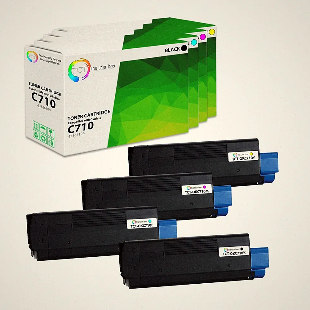 TCT 4PK Oki C710 Color Toner Cartridge Set For Okidata C710 Printer series